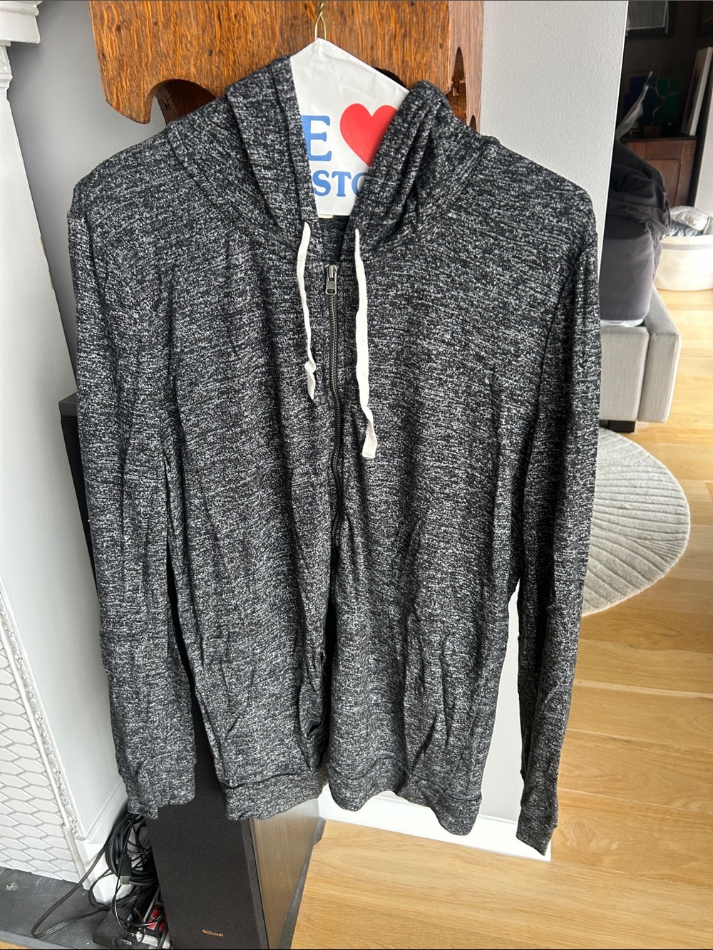 EXPRESS Black/Gray/White Tweed-esque Lightweight Zip-Up
